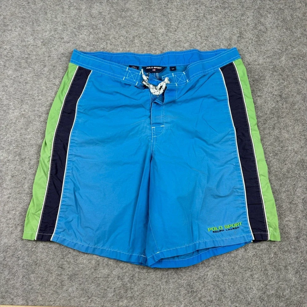 Polo Sport Swim Trunks Mens 34 Blue Vintage Ralph Lauren Colorblock Board Shorts